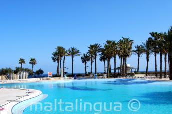 Бассейн с видом на море в Hilton Мальта
