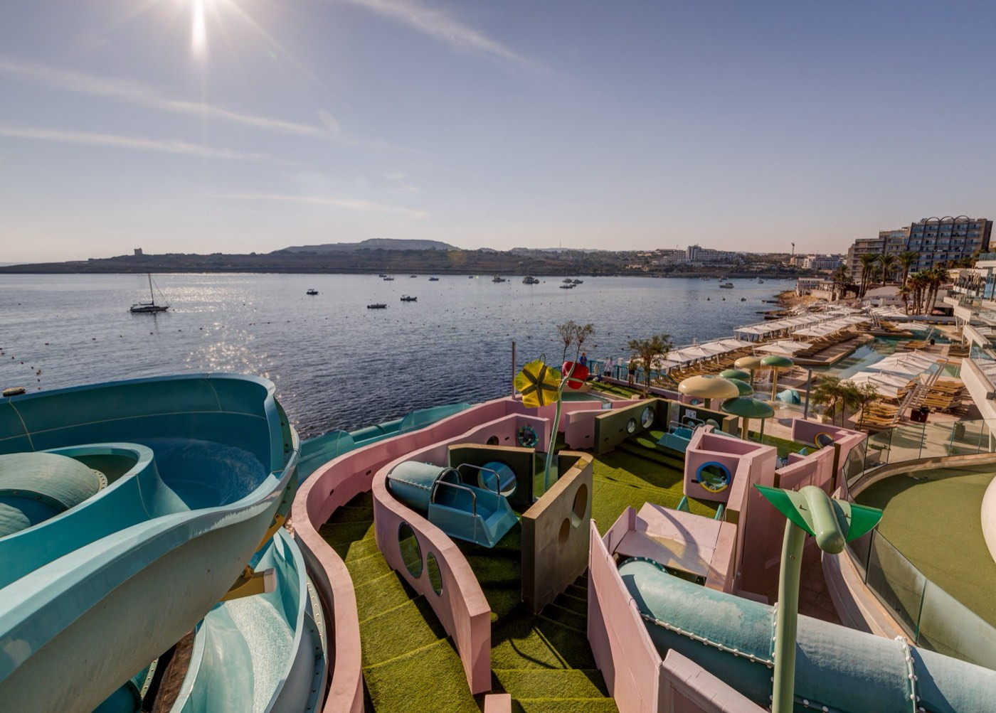 AX ODYCY Hotel rooftop water park overlooking St Paul's Bay — the Резиденция Superior for 16–17s